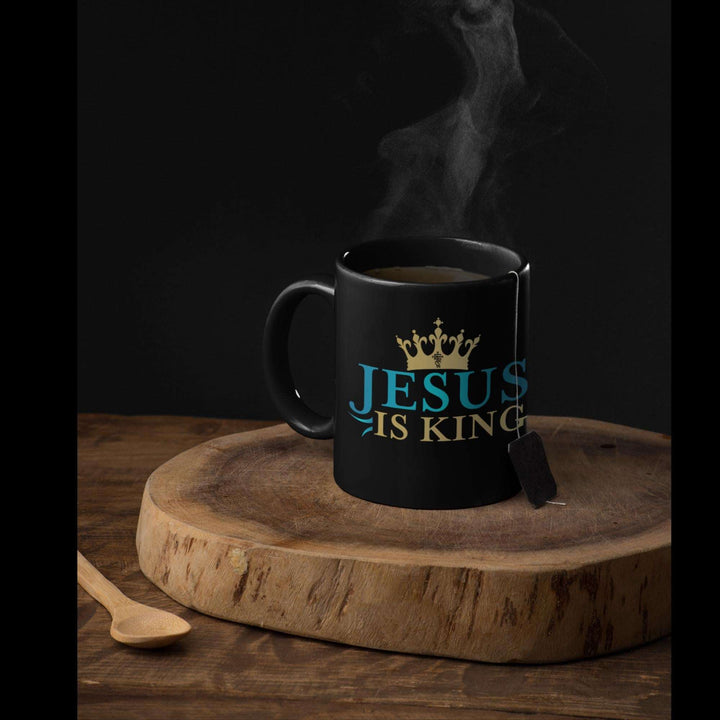 Buy 'Jesus is King' 15 oz. Black Glossy Mug | Uplift Your Morning with Eden Legacy