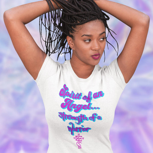 Buy 'Spirit of an Angel, Strength of a Warrior' Women's Tee | Empower Your Faith at Eden Legacy